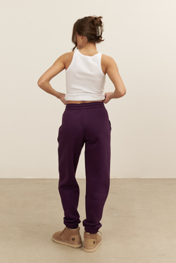 Джоггеры OVERSIZE, с начесом, темно-фиолетовые