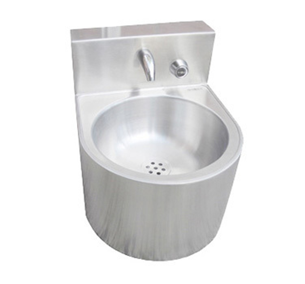 Раковина настенная круглая со смесителем нерж. сталь NOFER 13036.W матовый