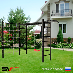 Уличная шведская стенка Sv Sport рукоход с комплектом турник прямой У5134 (Турник/"Лодочка"/Сетка)