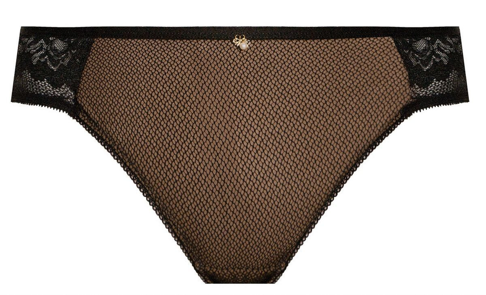 Трусики-бразилиана с ажурными вставками по бокам (Размер: M) (Цвет: черный)