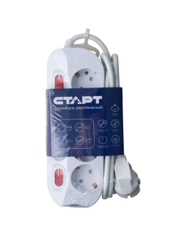 Удлинитель сетевой бытовой c заземлением 1,5м 4 розетки, 16А, 3680Вт защита от детей