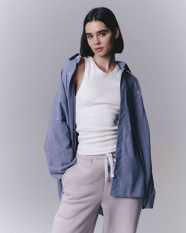 Рубашка Oversized Striped Shirt Dirty-Blue - фото 2