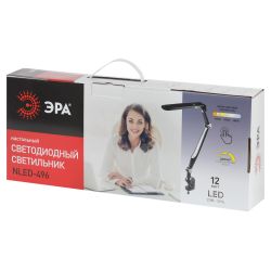 Настольный светильник ЭРА NLED-496-12W-BK светодиодный на струбцине черный | Светодиодные настольные лампы