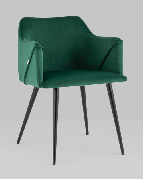 Стул с подлокотниками Джоэл велюр зелёный