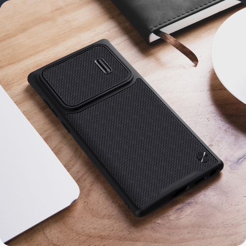 Текстурный чехол от Nillkin для Samsung Galaxy S22 Ultra, серия Textured Case S (покрытие нейлонового волокна), полуавтоматическая механизм сдвижной шторки