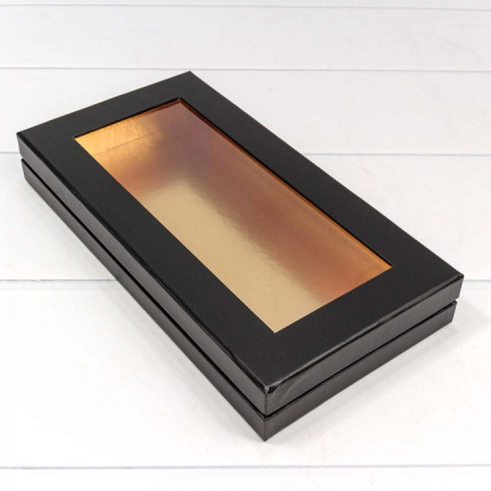 Коробка Для конфет 30х15.5х4.5 см с окошком (Черный)