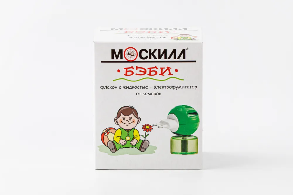 Москилл Бэби Комплект: Флакон с жидкостью от комаров 30мл + Электрофумигатор 24упак/кор