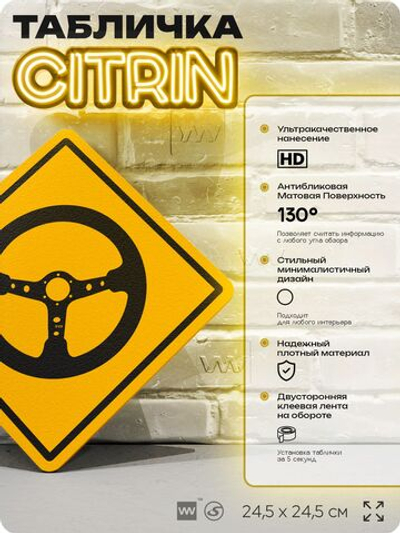 Табличка декоративная "Спортивный руль" на дверь и стену, спортивная, информационная, декоративный знак, 24,5х24,5 см, пластиковая, Айдентика Технолоджи