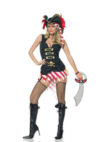 Костюм строгой пиратки (Размер: L) (Цвет: черный с красным)