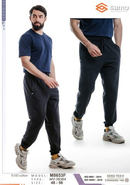 8653 Брюки мужские футер 3-х нитка черный (56-3XL)