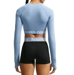 Женская теннисная футболка   Nike Pro 365 Dri-Fit Cropped Long-Sleeve - work blue/white