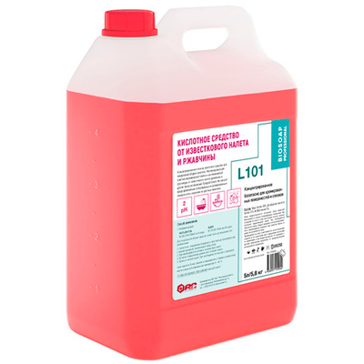Средство АИС Biosoap Professional L101 для сантехники от известкового налета и ржавчины, кислотное 5 л