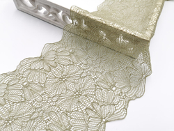 Эластичное кружево, 17см, зеленая олива, (Артикул: EK-1022.P), м