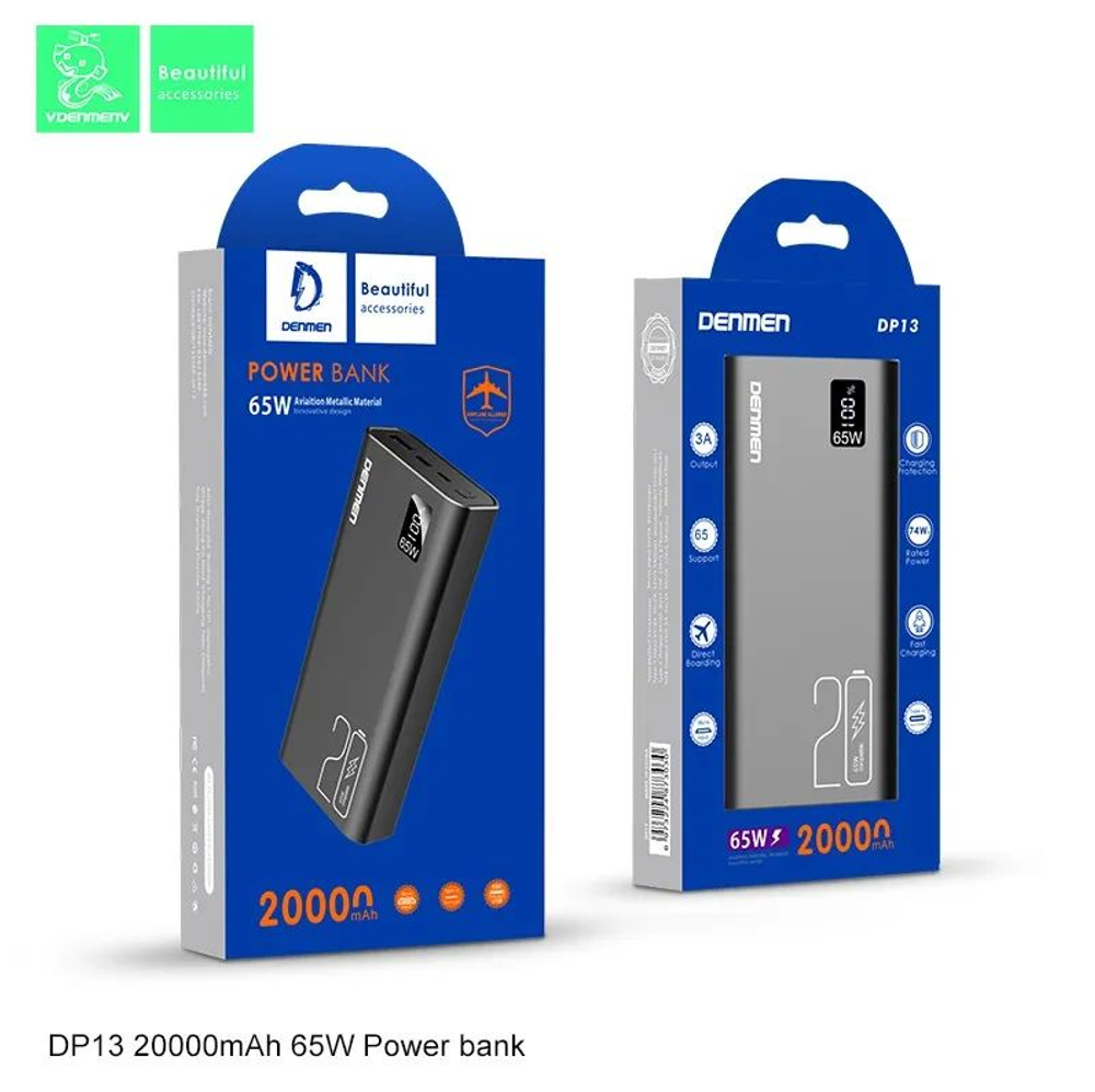 Портативный аккумулятор DENMEN DP13 20000 mAh (черный)