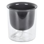 Кашпо ГРЕВИ D95мм H105мм 0,28л с фитильным поливом Графитовый