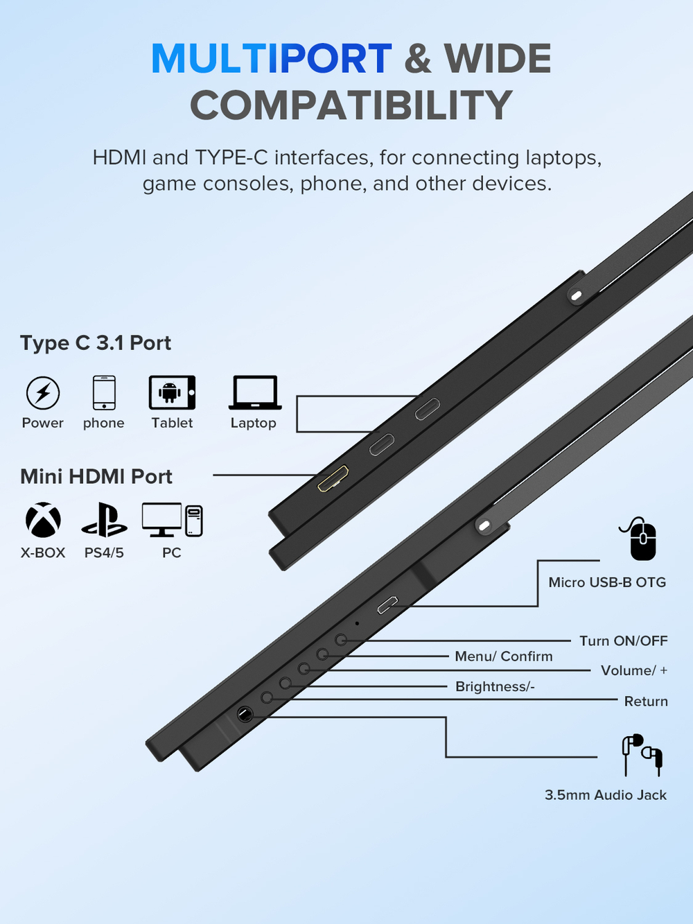 22" Портативный монитор с встроенной подставкой Umax 22 2K IPS 2560х1440, 60 Гц