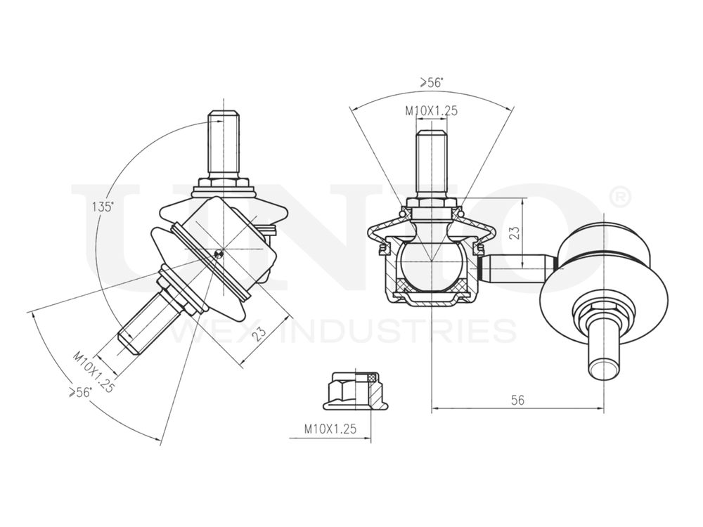Стойка стабилизатора передняя правая UNIO SSP-50069