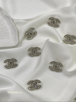 Пуговицы Шан. Серебро Лого стразы 22 мм