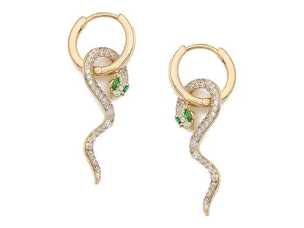 Cерьги-кольца с подвесом "Змейки" (цвет светлое золото)