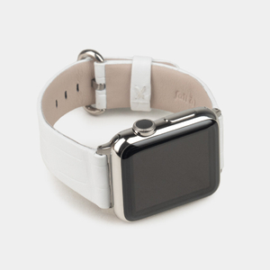 Ремешок для Apple Watch 40/41/42 mm из кожи аллигатора,белого цвета