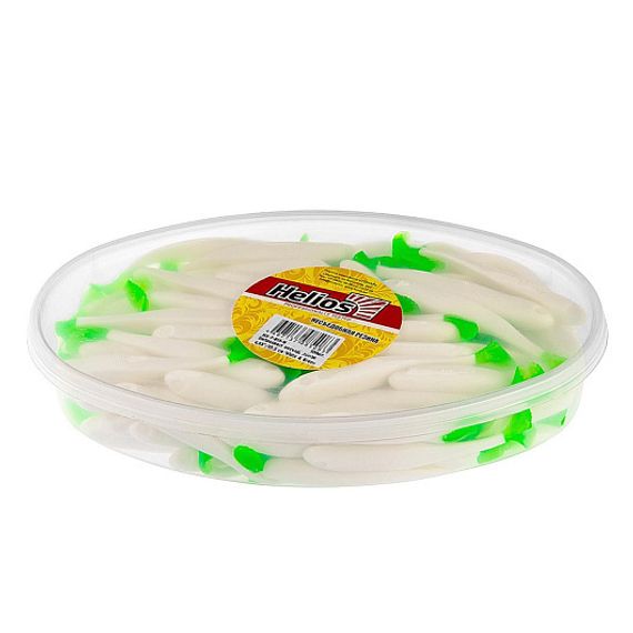 Виброхвост несъедоб. Jumbo 4,95&#39;/12.5 см White &amp; Green 100шт. (HS-7-016-N) Helios