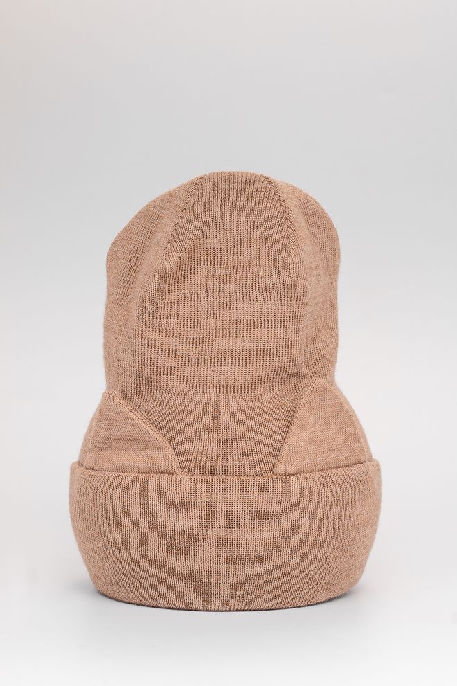 Шапка  весенняя/осенняя вязаная КИС(Св.бежевый меланж)