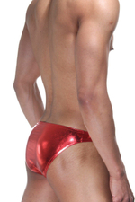 Красные блестящие мужские трусы-слипы (Размер: L) (Цвет: красный)