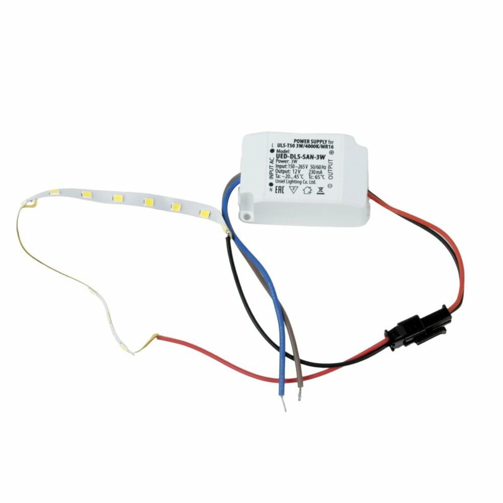 ULS-T50 3W/4000K/MR16 Комплект светодиодной ленты для светильника MR16, 0.17 м, IP20. Белый свет(4000К). Блок питания 3Вт. TM Fametto
