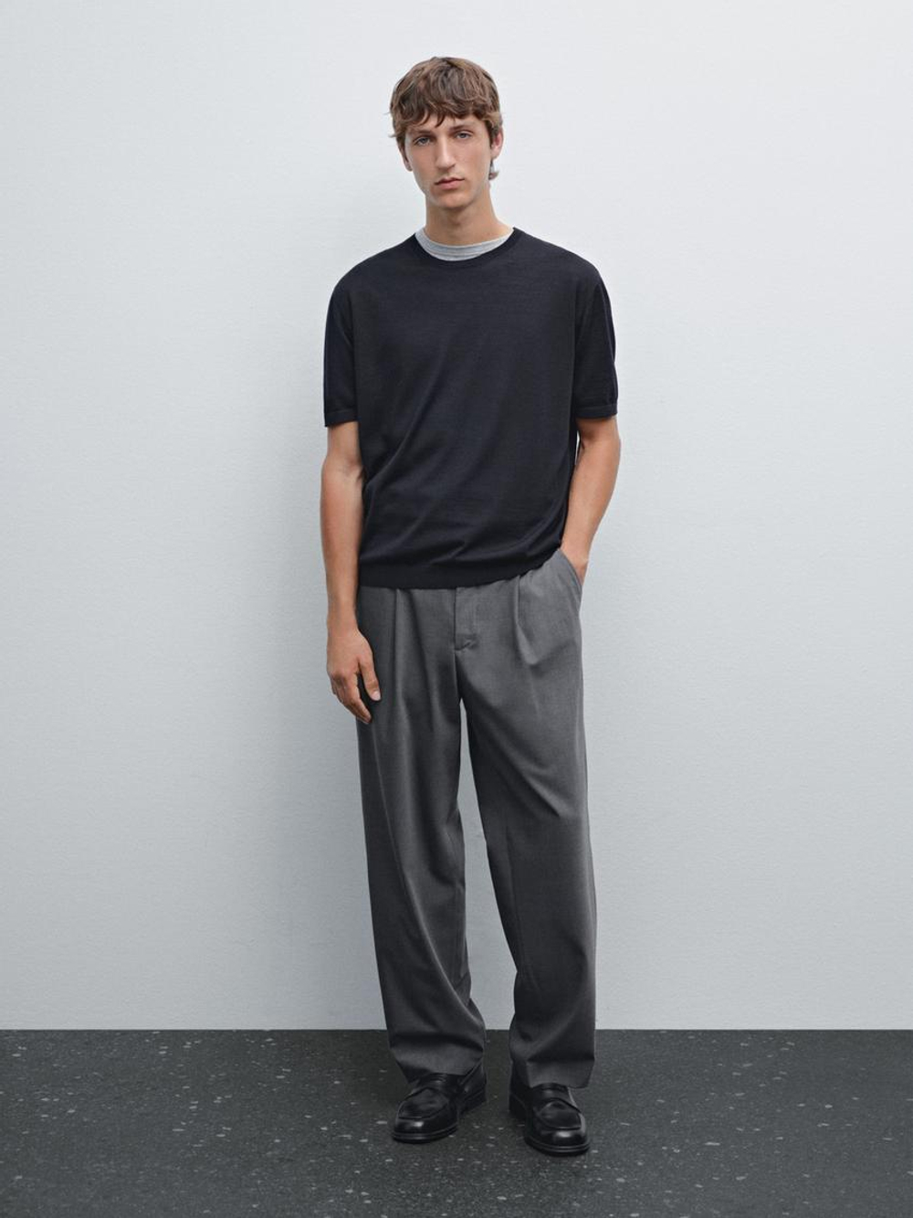 Massimo Dutti Трикотажная футболка с коротким рукавом, темно-синий