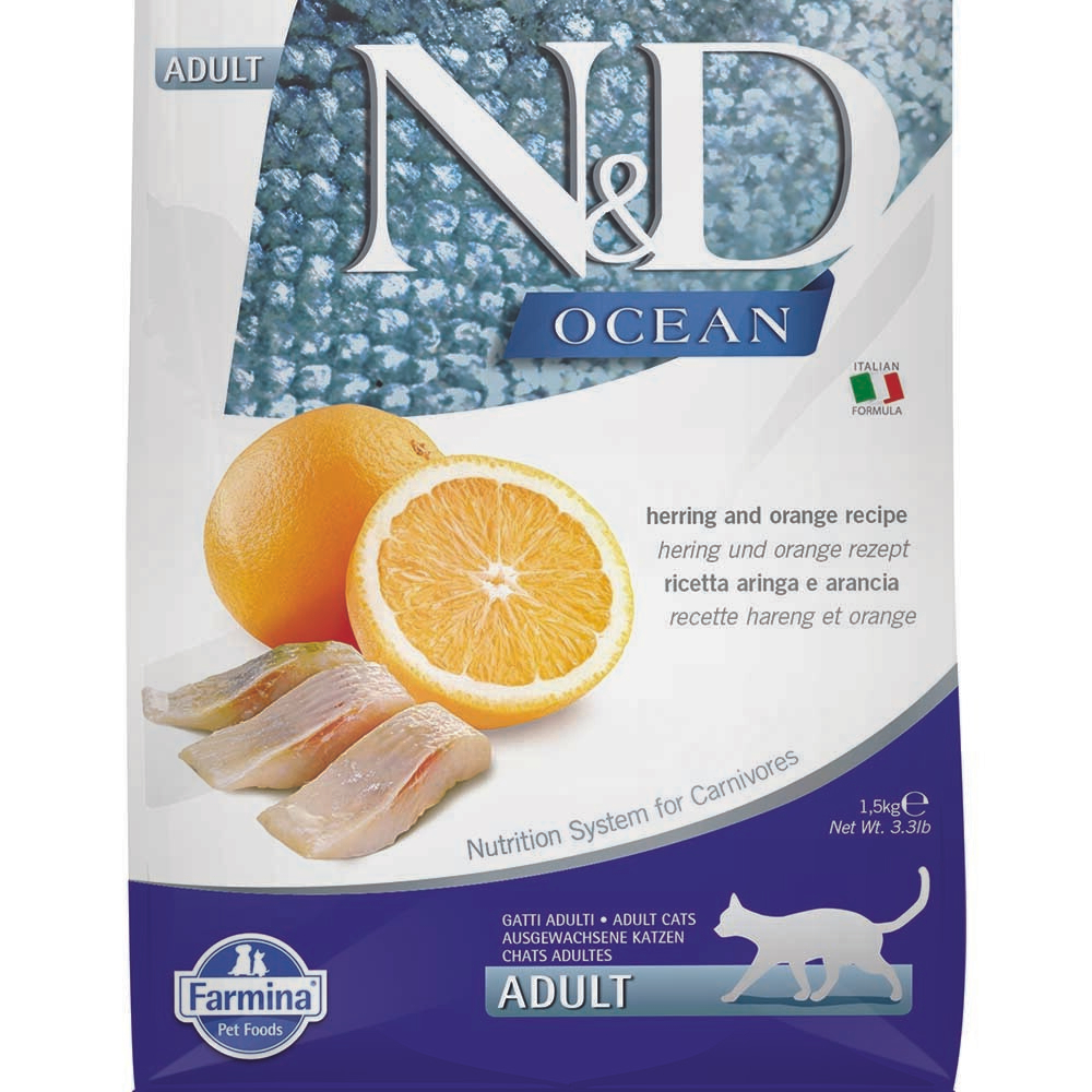 Farmina N&D Ocean корм для кошек с сельдью и апельсином (беззерновой) (Adult)