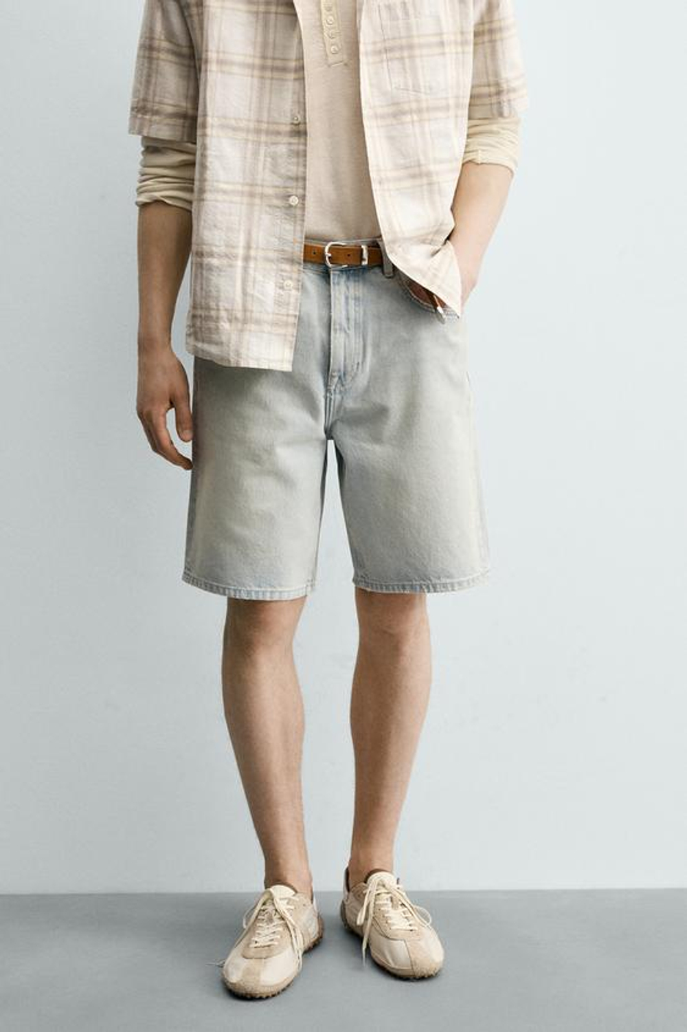 ZARA ДЖИНСОВЫЕ ШОРТЫ RELAXED FIT, ГОЛУБОЙ
