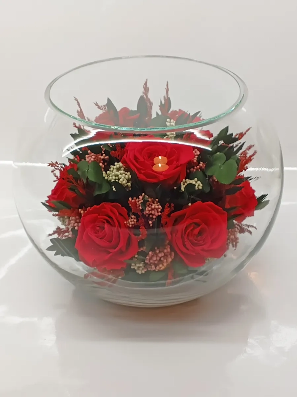 натуральные розы в стекле, вакуум*