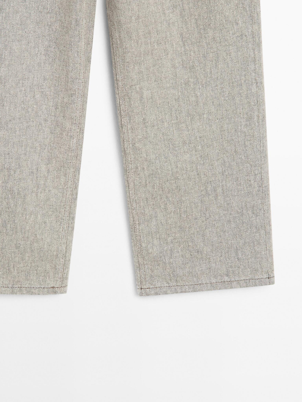 Massimo Dutti Джинсы со средней посадкой и широкими штанинами, бежевый