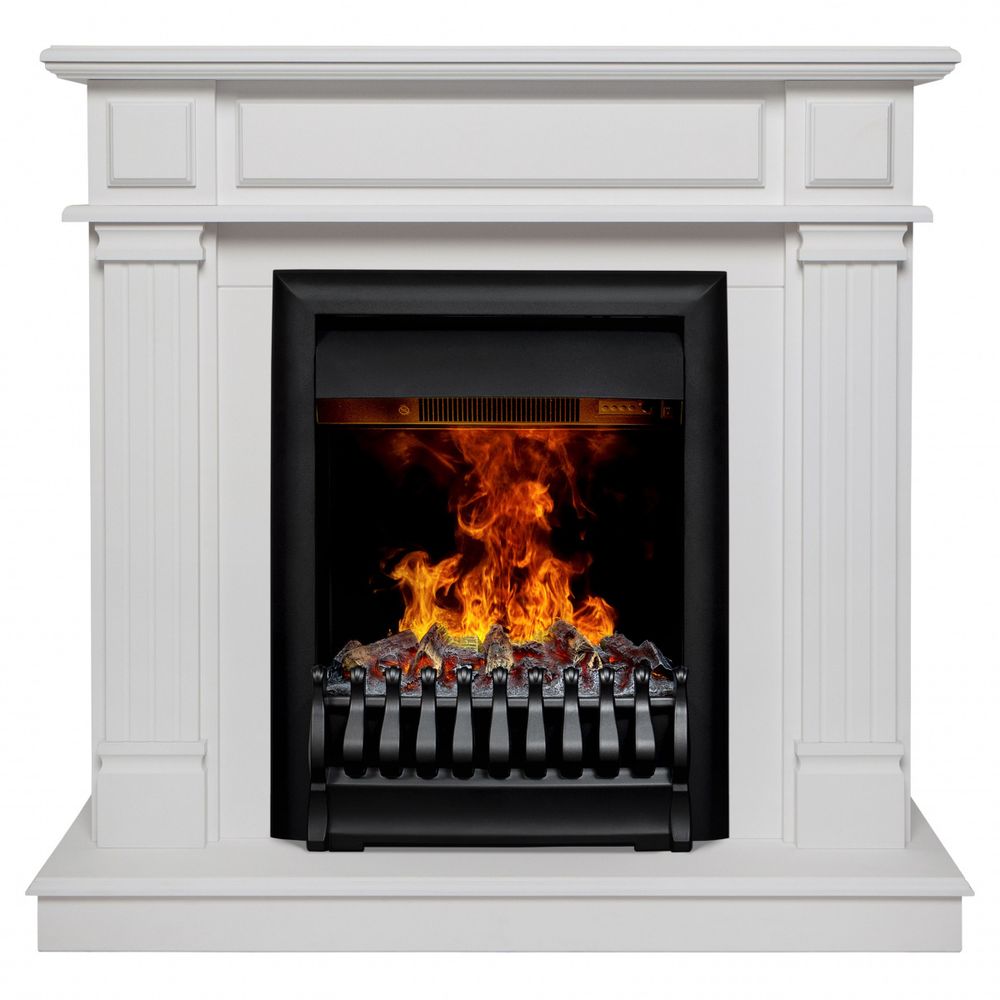 Электрокамин RealFlame Rodos WTM белый матовый с очагом Oregan 3D