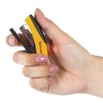 Степлер №10 МИНИ BRAUBERG "Soft", до 12 листов, с резиновой накладкой и антистеплером, черно-оранжевый, 226857