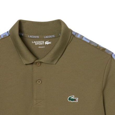 Теннисное поло Lacoste Ultra Dry Branded Stripe Tennis Shirt - khaki green