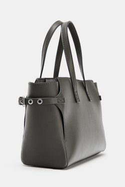 ZARA МИНИ-СУМКА-ШОПЕР, СЕРЫЙ