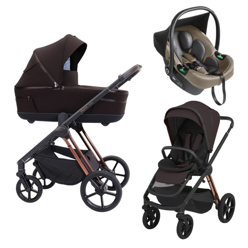 Детская коляска 3 в 1 Espiro Miloo 2025 и автокресло Pi Begie 208 exellent chocolate / Бежевый (Beige 109)