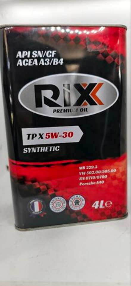 Масло моторное RIXX TP X 5w30 SN/CF ACEA A3/B4 синтетика 4л