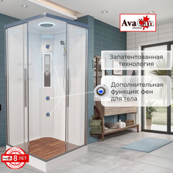 Душевая кабина AvaCan (АваКан) K2010LED с низким поддоном, с ГМ, с электрикой и LED освещением, 100х100х220