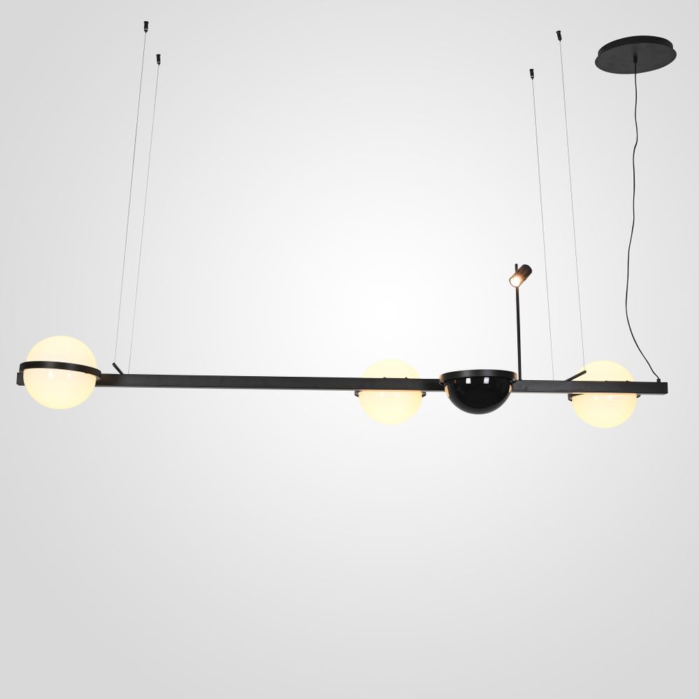 Реечный подвесной светильник PALMA Wall lamp 3 шара + 1 вазон горизонтальная