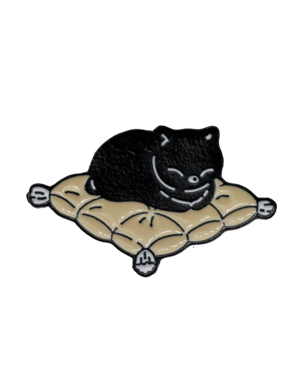 Металлический значок "Котик на подушке"