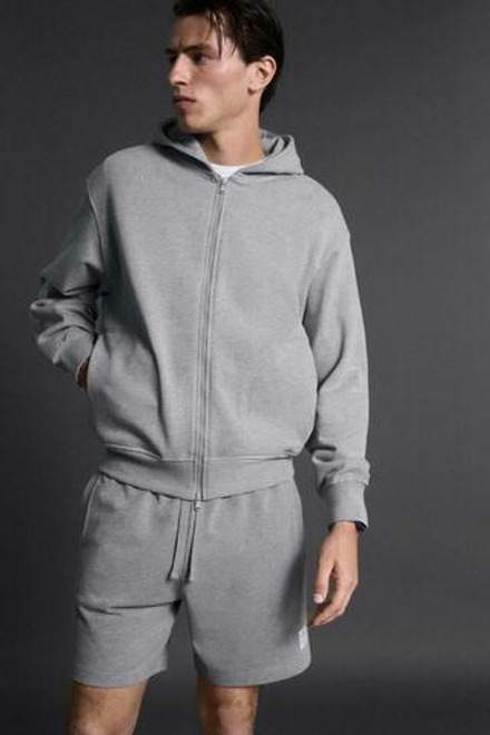 ZARA ШОРТЫ ДЖОГГЕРЫ, СЕРЫЙ С МЕЛАНЖЕВЫМ ЭФФЕКТОМ