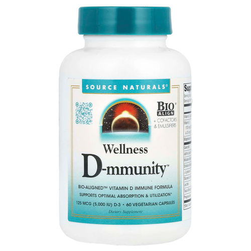 Source Naturals, Wellness D-mmunity ™, 60 вегетарианских капсул