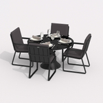 Обеденная группа Ideal Patio ДИВА АЛЬБА  каркас карбон, стол стекло диа 110, ткань антрацит