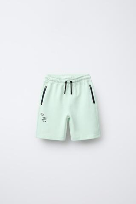 ZARA ШОРТЫ-БЕРМУДЫ В СПОРТИВНОМ СТИЛЕ, ЦВЕТ МОРСКОЙ ВОЛНЫ