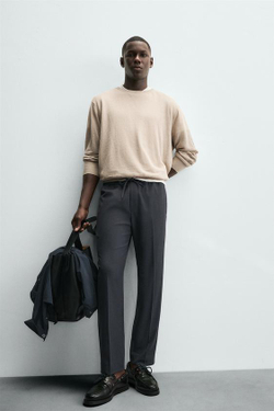 ZARA БРЮКИ-ДЖОГГЕРЫ КОМФОРТНОЙ ПОСАДКИ, СЕРО-СИНИЙ