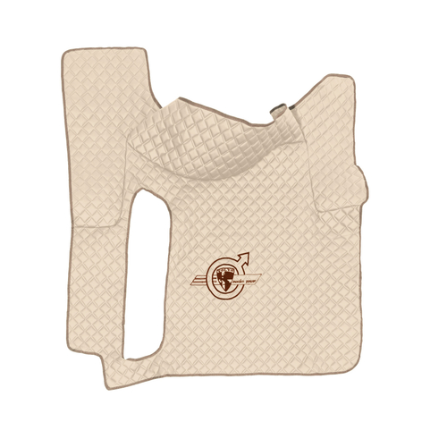 Ковры Volvo FH-12 с 2002г по 2008г (механика) (экокожа, бежевый, бежевый кант, коричневая вышивка)