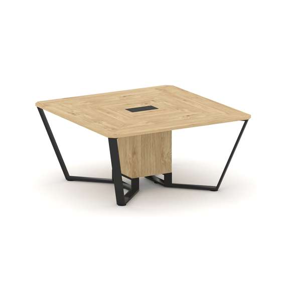 Steel Meet Стол переговорный квадратный KDK-PR.B.SP-08 Тиквуд Светлый/Металл Черный 1600*1600*750