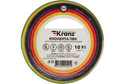 Изолента ПВХ KRANZ 0,13х15 мм, 10 м, желто-зеленая KR-09-2007